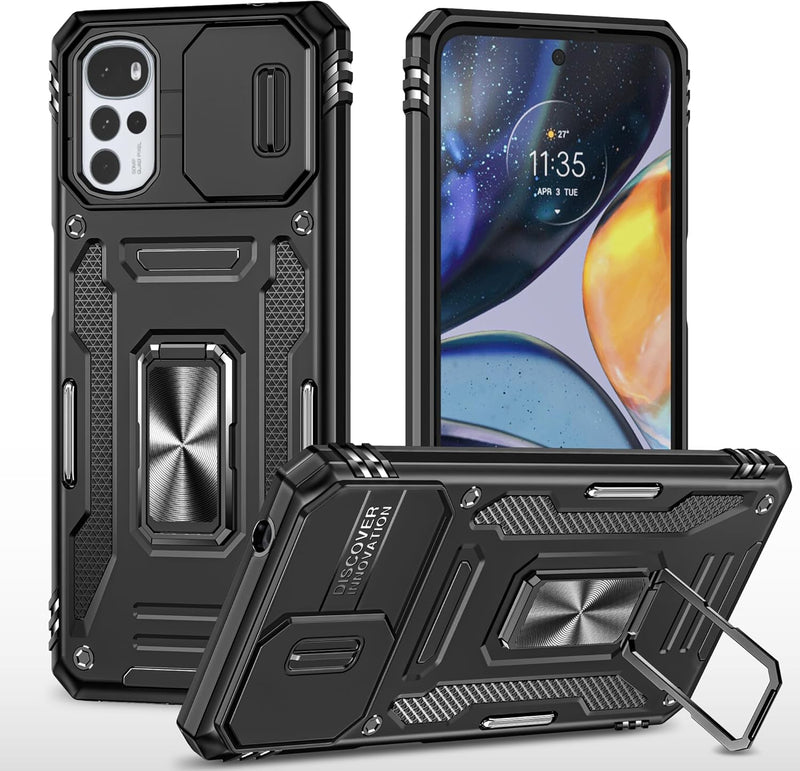 Load image into Gallery viewer, [Magnetic Rotable Kickstand][Slide Camera Cover] Motorola Moto G22 - Shield Shockproof Rugged Heavy Duty Case
