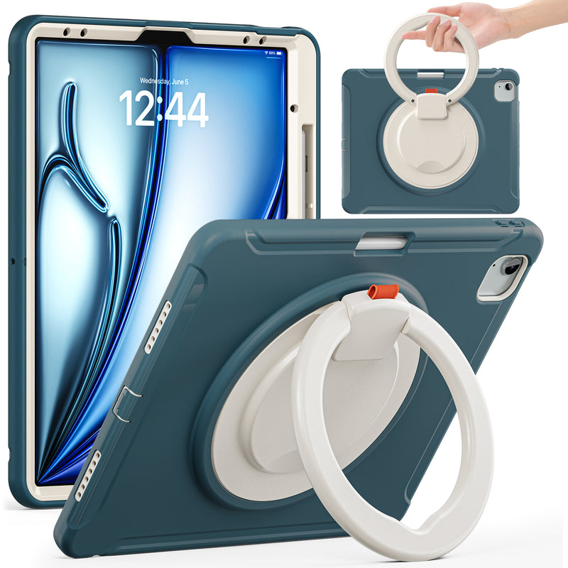 Load image into Gallery viewer, Apple iPad Pro 2024 13”  - EVA Kid Friendly Heavy Duty Ring Holder Stand Case - Polar Tech Australia
