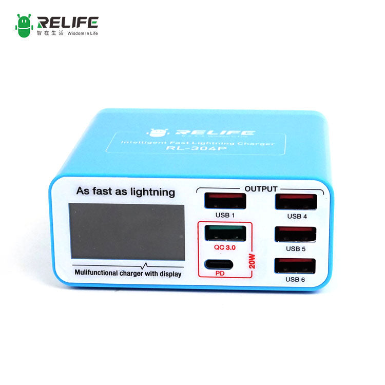 Chargez l&#39;image dans la visionneuse de la galerie, [RL-304P] RELIFE Smart 6-Port Digital Display Lightning Charger - Polar Tech Australia
