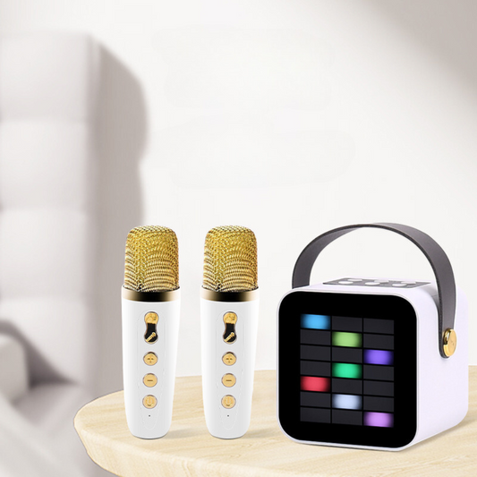 Portable Bluetooth Karaoke Speaker with LED, Wireless Handheld Microphone for Outdoor & Home Use