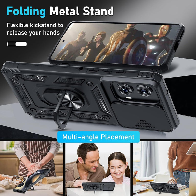 Cargue la imagen en el visor de la galería, [Ring Rotating Stand][Camera Lens Cover] Motorola Moto Edge 2024 - Shield Shockproof Rugged Heavy Duty Case
