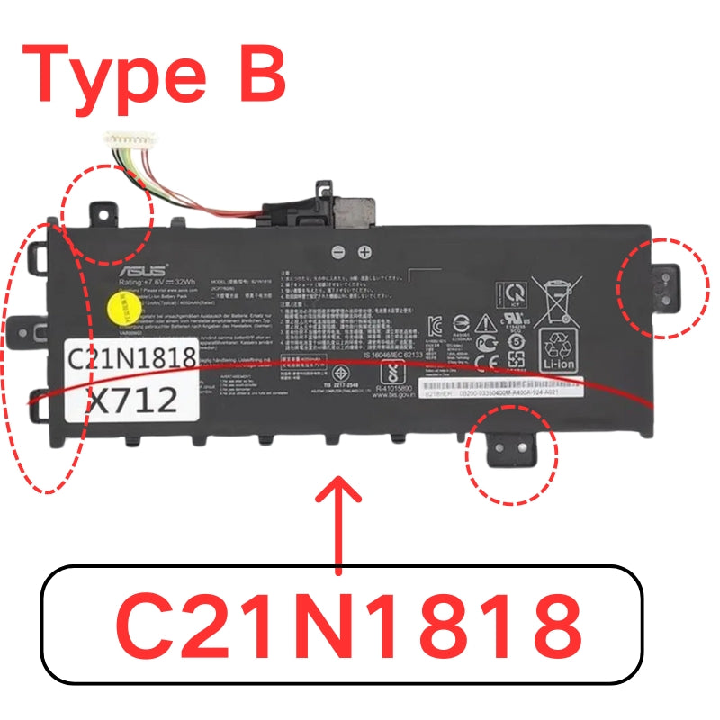 Chargez l&#39;image dans la visionneuse de la galerie, [C21N1818 / C21N1818-1 / C21N1818-2] ASUS VivoBook X412 / X512 / X712 Series - Replacement Battery
