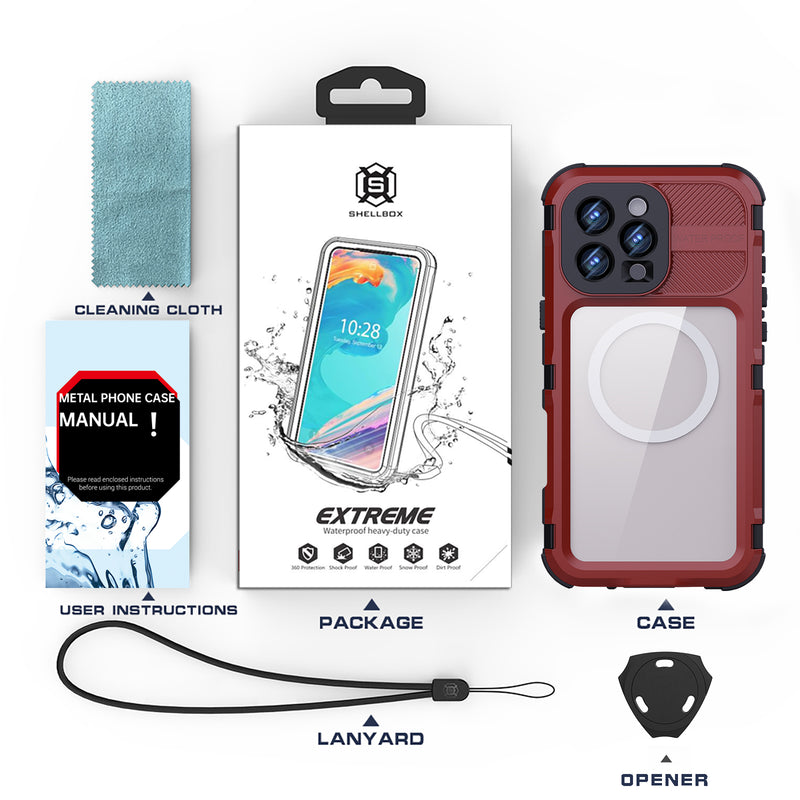 Load image into Gallery viewer, [IP68/10FT Waterproof][Magsafe Compatible] Apple iPhone 16 / 16 Plus / 16 Pro / 16 Pro Max - Redpepper M Series Metal Heavy Duty Waterproof Magnetic Silicone Phone Case With Lanyard
