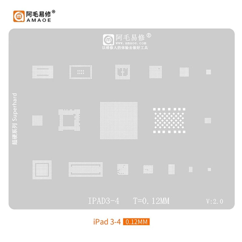 Chargez l&#39;image dans la visionneuse de la galerie, [Amaoe] [Stencil] BGA Reballing Solder Paste Stencil For iPad/iPad2/3/4/5/Air 2/PRO/iPad mini 1/2/3/4/ Soldering Mesh - Polar Tech Australia
