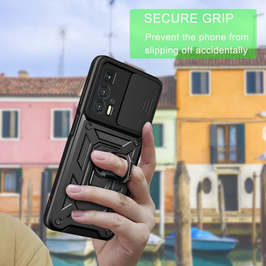 [Magnetic Ring Kickstand][Camera Cover] Motorola Moto Edge 20 Pro - Shield Shockproof Rugged Heavy Duty Case