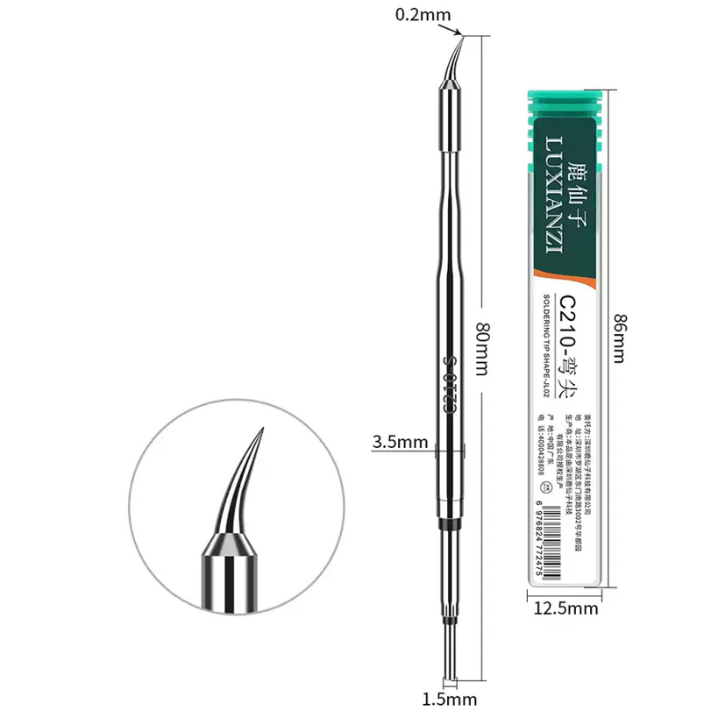 Chargez l&#39;image dans la visionneuse de la galerie, [LXZ924211] C210 Soldering Iron Tip Replacement Compatible with JBC T26 Soldering Station Handle, Soldering Iron, Soldering Bent Tip Knife Head
