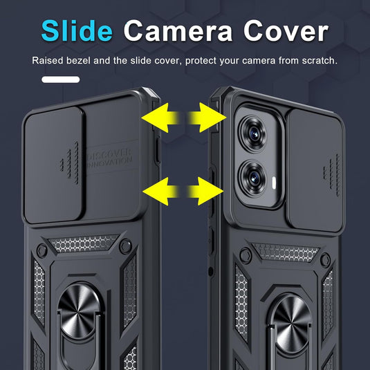 [Ring Rotating Stand][Camera Lens Cover] Motorola Moto Edge 2024 - Shield Shockproof Rugged Heavy Duty Case