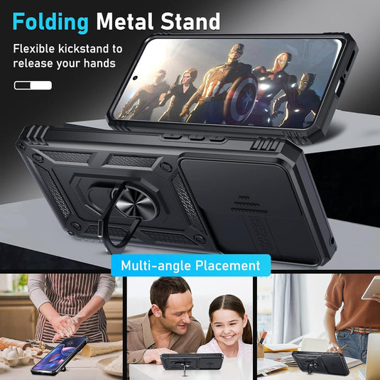 [Magnetic Ring Kickstand][Camera Cover] Motorola Moto Edge 2022 - Shield Shockproof Rugged Heavy Duty Case