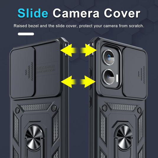 [Magnetic Ring Kickstand][Slide Camera Cover] Motorola Moto G Stylus 5G 2024 - Shield Shockproof Rugged Heavy Duty Case