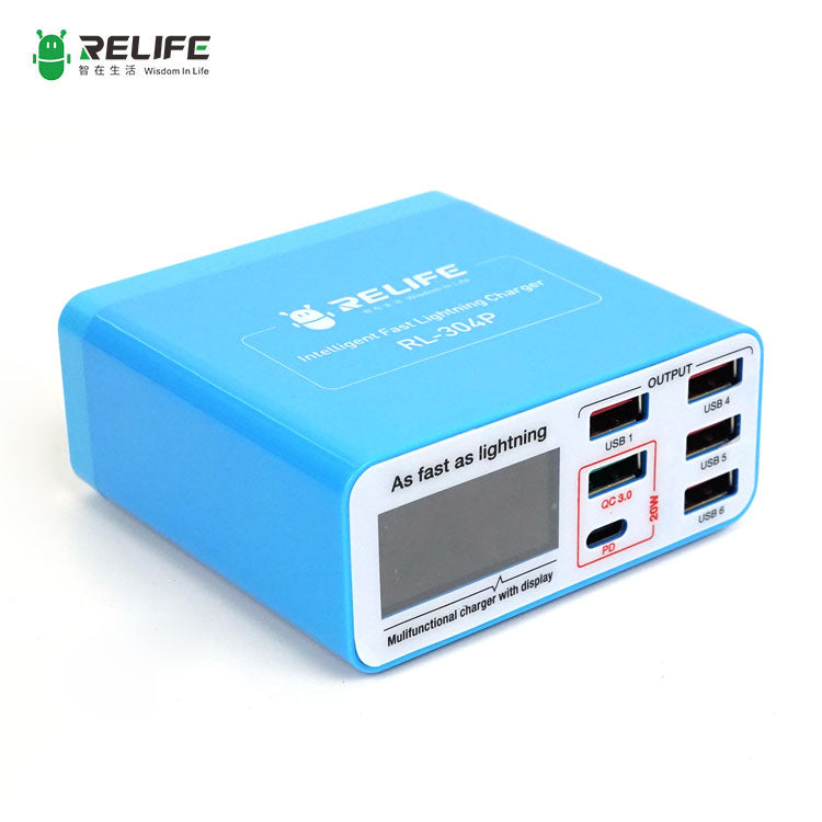 Chargez l&#39;image dans la visionneuse de la galerie, [RL-304P] RELIFE Smart 6-Port Digital Display Lightning Charger - Polar Tech Australia
