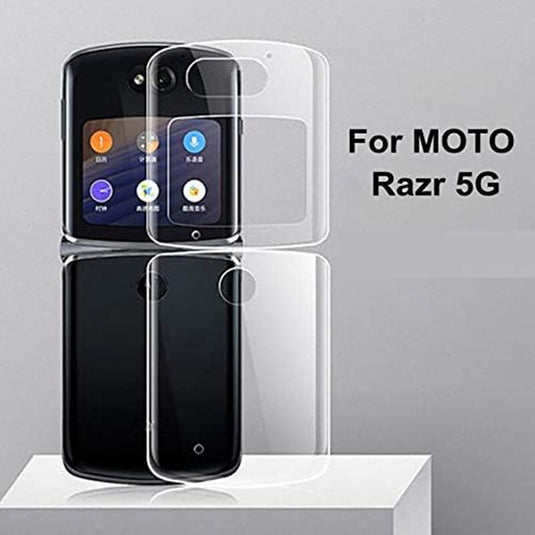 Motorola Moto Razr 5G 2020 - AirPillow Cushion Transparent Soft Clear TPU Case With 2PC 9HD Tempered Glass Screen Protector