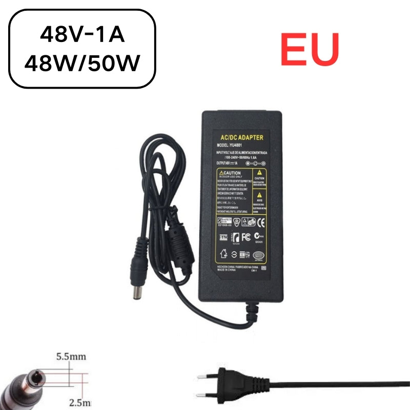 Cargue la imagen en el visor de la galería, [48V-1A/1.04A][5.5x2.5] Universal Computer/Monitor/CCTV POE Switch - Power Supply Adapter Wall Charger
