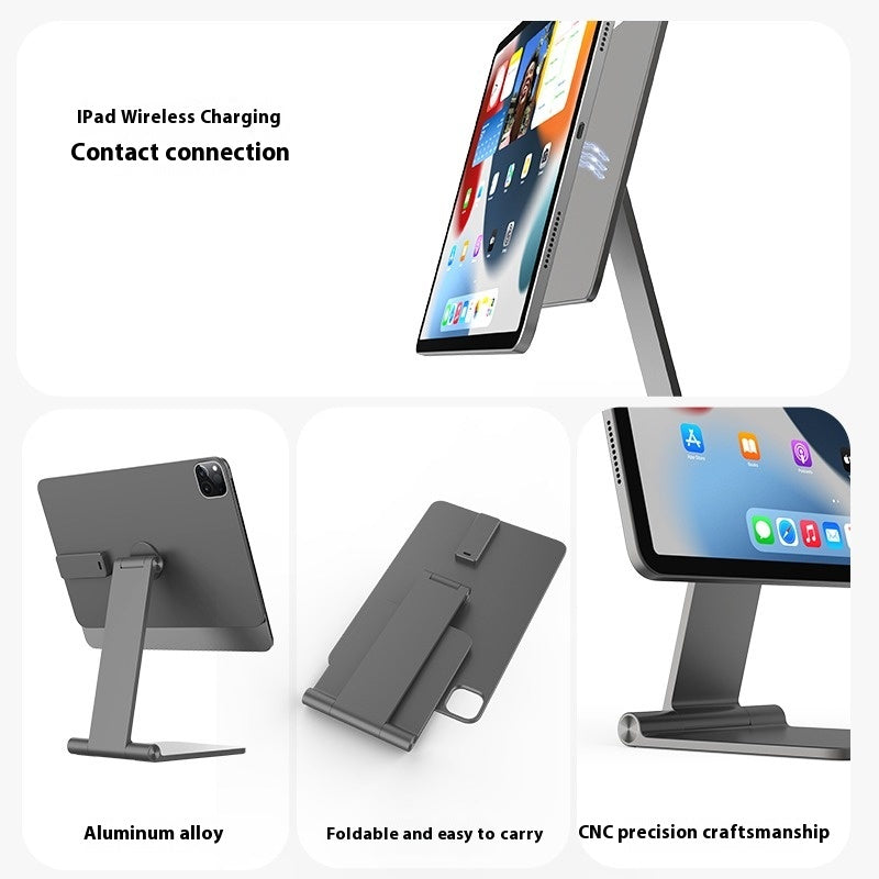 Chargez l&#39;image dans la visionneuse de la galerie, Magnetic wireless charging iPad stand with 18W contacts for charging magnetic tablets
