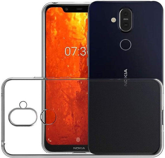 Nokia 8.1 - AirPillow Cushion Transparent Soft Clear TPU Four Corners Protective Case With 2PC 9HD Tempered Glass Screen Protector