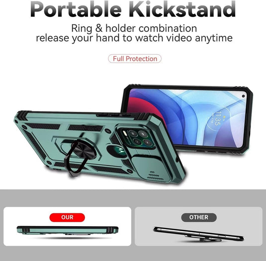 [Magnetic Rotable Kickstand][Slide Camera Cover] Motorola Moto G Stylus 5G 2021 - Shield Shockproof Rugged Heavy Duty Case