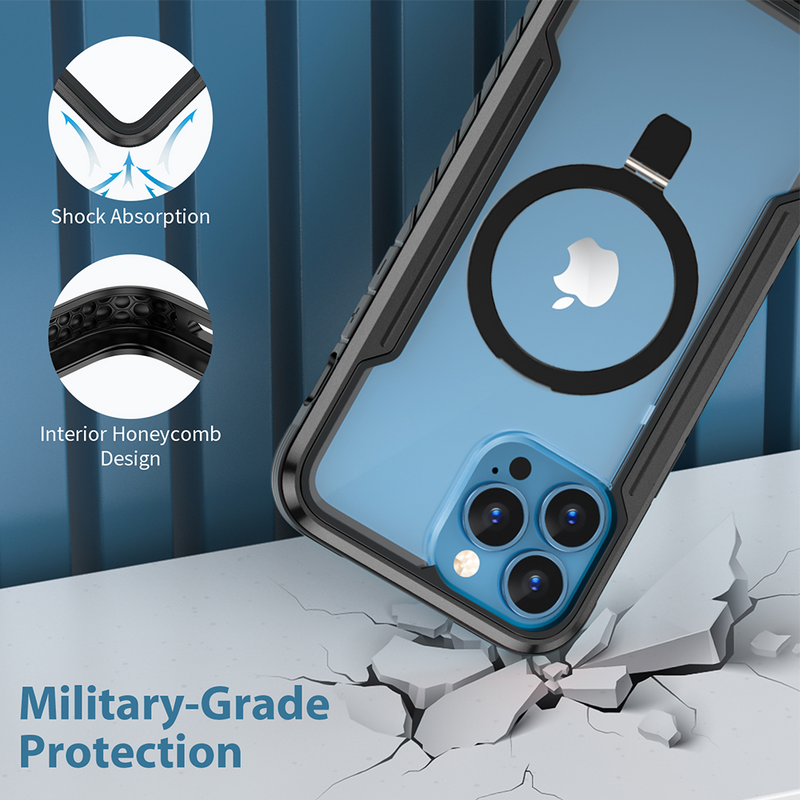 Chargez l&#39;image dans la visionneuse de la galerie, [Magsafe Compatible][Foldable Kick Stand Ring] Apple iPhone 14/Plus/Pro/Max Military Defense Heavy Duty Drop Proof Case - Polar Tech Australia
