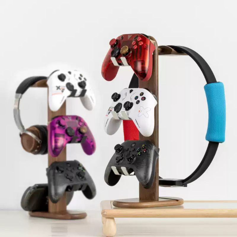 Load image into Gallery viewer, Wooden Headphone Stand, Switch Game Controller, Xbox Solid Wood Storage Rack
