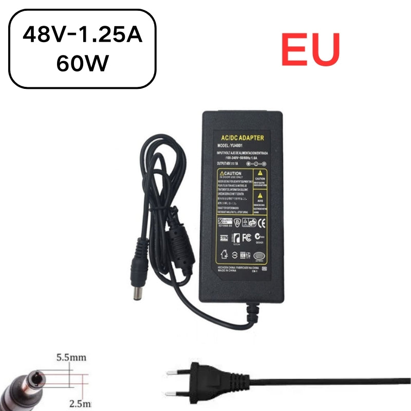 Cargue la imagen en el visor de la galería, [48V-1.25A][5.5x2.5] Universal Computer/Monitor/CCTV POE Switch - Power Supply Adapter Wall Charger
