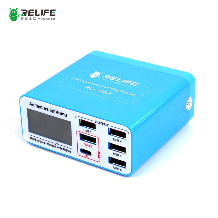 Chargez l&#39;image dans la visionneuse de la galerie, [RL-304P] RELIFE Smart 6-Port Digital Display Lightning Charger - Polar Tech Australia
