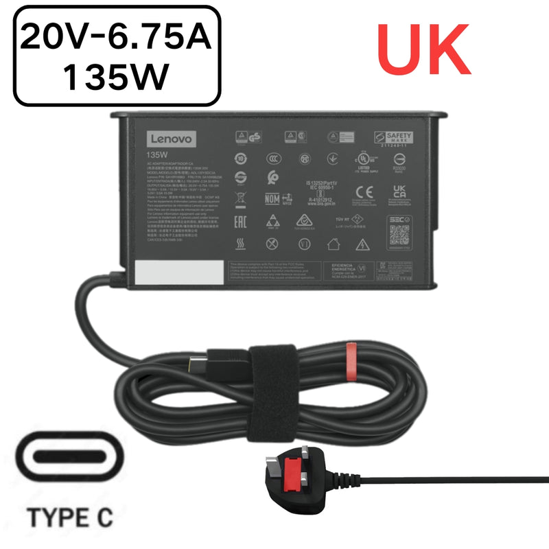 Chargez l&#39;image dans la visionneuse de la galerie, [20V-6.75A/135W][Type C] Lenovo Thinkpad Laptop AC Power Supply Adapter Charger
