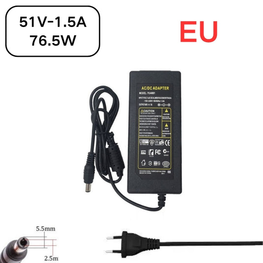 [51V-1.5A][5.5x2.5] Universal Computer/Monitor/CCTV POE Switch - Power Supply Adapter Wall Charger