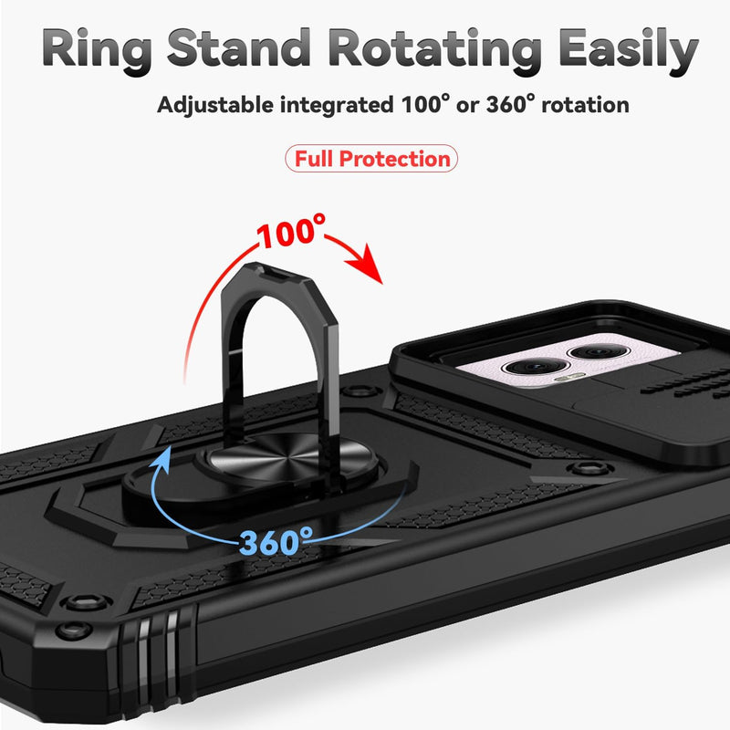 Load image into Gallery viewer, [Magnetic Ring Kickstand][Slide Camera Cover] Motorola Moto G Power 2024 - Shield Shockproof Rugged Heavy Duty Case
