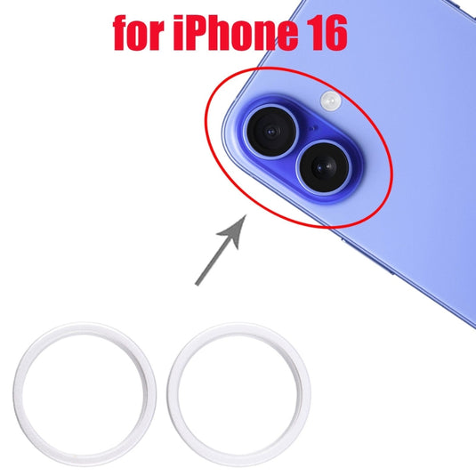 Apple iPhone 16 - Rear Camera Glass Lens Metal Outside Protector Hoop Ring