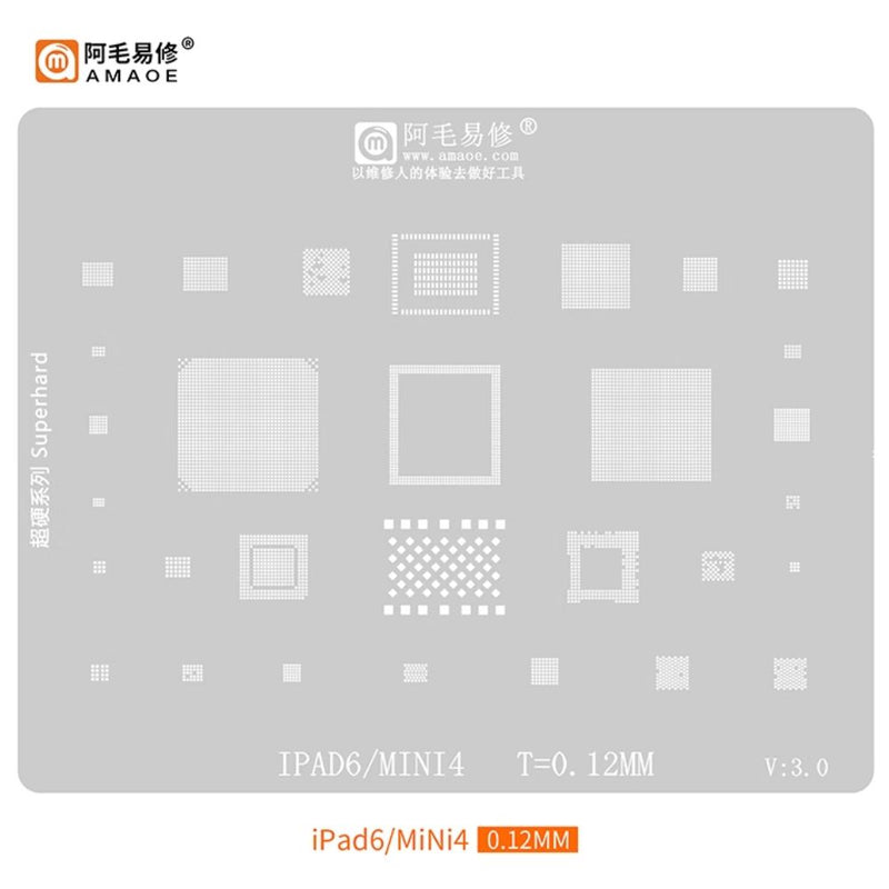 Chargez l&#39;image dans la visionneuse de la galerie, [Amaoe] [Stencil] BGA Reballing Solder Paste Stencil For iPad/iPad2/3/4/5/Air 2/PRO/iPad mini 1/2/3/4/ Soldering Mesh - Polar Tech Australia
