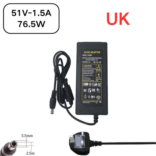 [51V-1.5A][5.5x2.5] Universal Computer/Monitor/CCTV POE Switch - Power Supply Adapter Wall Charger