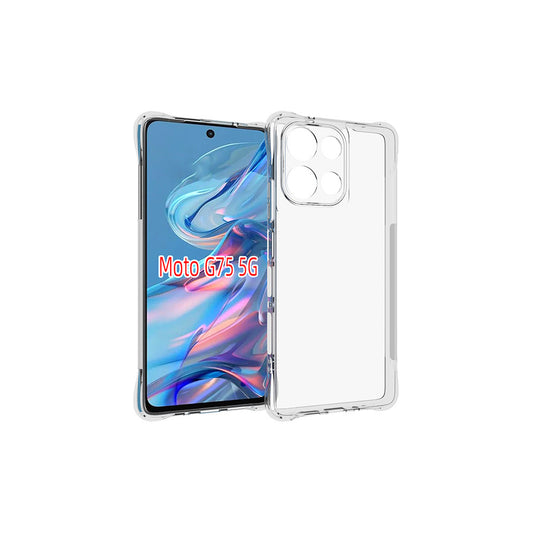 Motorola Moto G75 5G - AirPillow Cushion Transparent Soft Clear TPU Four Corners Protective Case With 2PC 9HD Tempered Glass Screen Protector