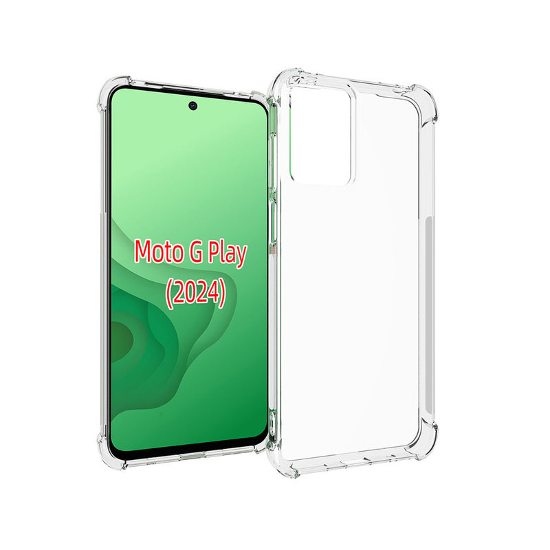 Cargue la imagen en el visor de la galería, Motorola Moto G Play 2024 - AirPillow Cushion Transparent Soft Clear TPU Four Corners Protective Case
