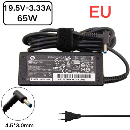 [19.5V-3.33A/65W][4.5x3.0 Blue Tip] HP Pavilion x360 & EliteBook & ProBook Laptop AC Power Supply Adapter Charger