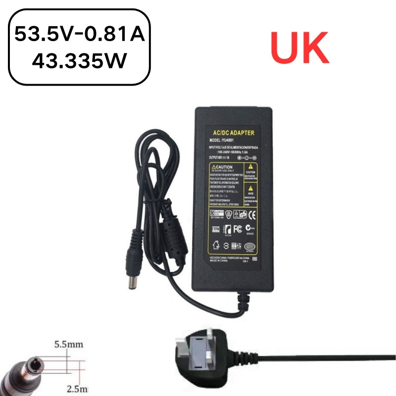 Chargez l&#39;image dans la visionneuse de la galerie, [53.5V-0.81A][5.5x2.5] Universal Computer/Monitor/CCTV POE Switch - Power Supply Adapter Wall Charger
