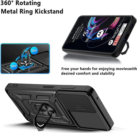 [Magnetic Ring Kickstand][Camera Cover] Motorola Moto Edge 20 Pro - Shield Shockproof Rugged Heavy Duty Case