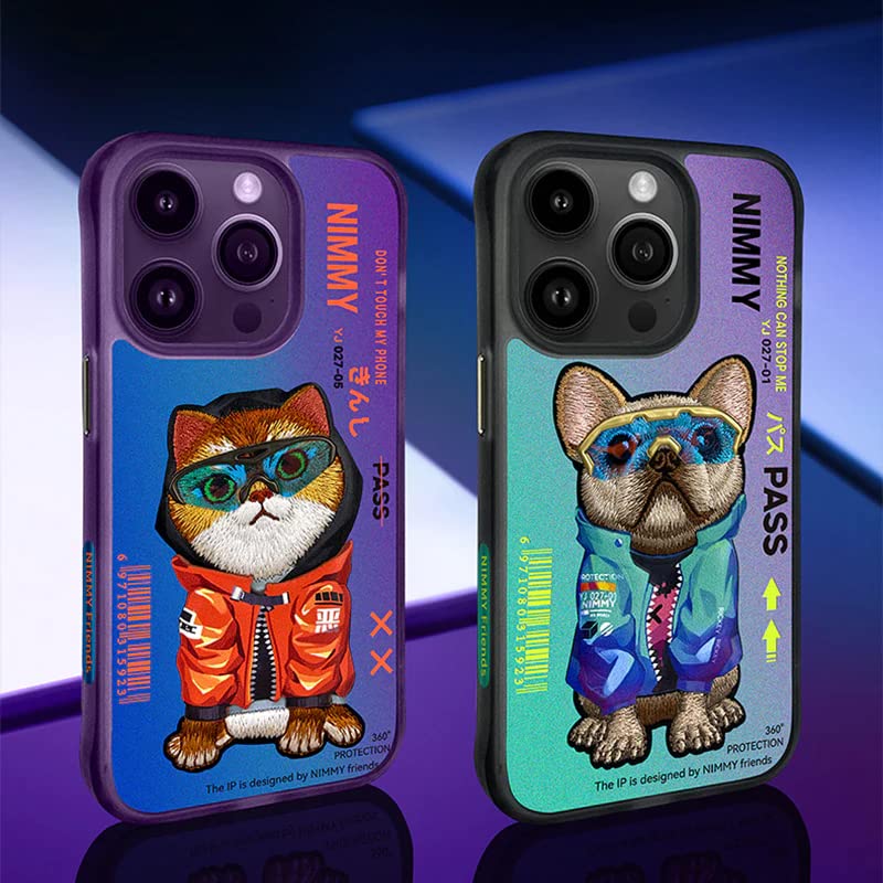 Chargez l&#39;image dans la visionneuse de la galerie, Nimmy Pet Animal Series iPhone 13/14/15/Pro/Max Embroidery 3D Cute Cool Case - Polar Tech Australia
