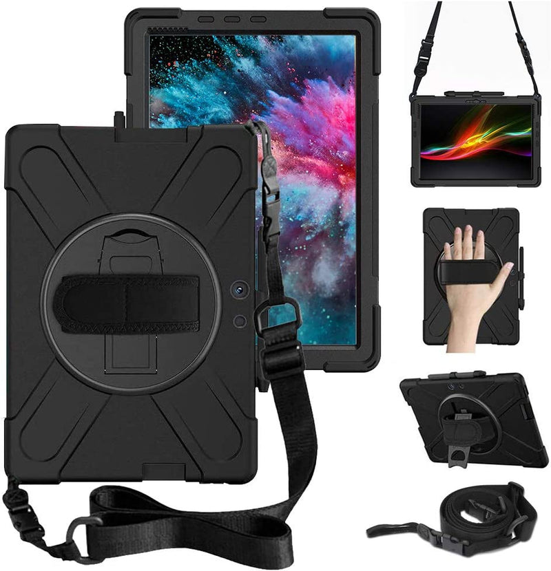 Chargez l&#39;image dans la visionneuse de la galerie, Microsoft Surface Pro X - 360 Degree Rotate Shockproof Heavy Duty Tough Stand Case Cover With Strap &amp; Pen Holder - Polar Tech Australia
