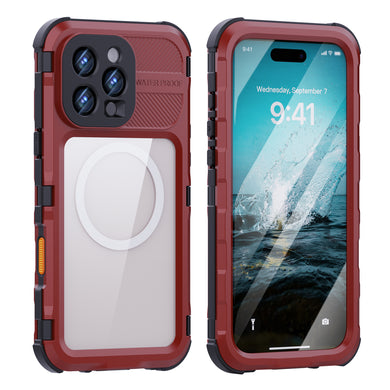 [M Series][Magsafe Compatible] Apple iPhone 16 / 16 Plus / 16 Pro / 16 Pro Max - Redpepper Metal Heavy Duty Waterproof Magnetic Silicone Phone Case With Lanyard