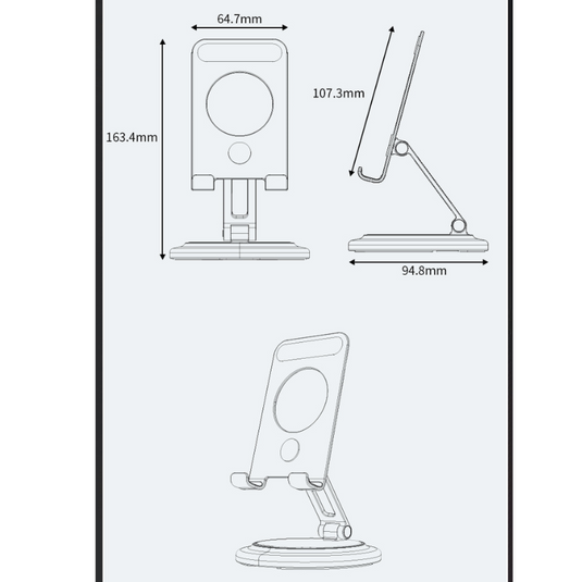 Boneruy 360-Degree Rotating Phone and Tablet Stand - Foldable Aluminum Alloy Holder