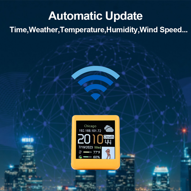 Load image into Gallery viewer, Smart Weather Station Clock WIFI Connected Weather Update Desktop Ornament
