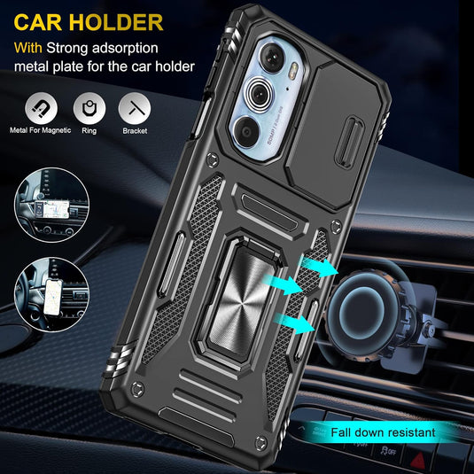 [Magnetic Ring Kickstand][Camera Cover] Motorola Moto Edge 30 Pro/Edge Plus 2022 - Shield Shockproof Rugged Heavy Duty Case