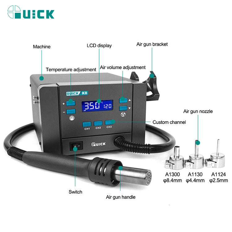 Load image into Gallery viewer, [K8] Quick Lead-Free Hot Air Soldering Station 220V - Polar Tech Australia
