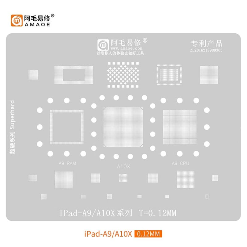 Chargez l&#39;image dans la visionneuse de la galerie, [Amaoe] [Stencil] BGA Reballing Solder Paste Stencil For iPad/iPad2/3/4/5/Air 2/PRO/iPad mini 1/2/3/4/ Soldering Mesh - Polar Tech Australia
