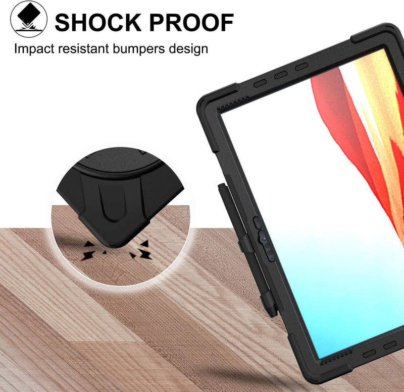 Cargue la imagen en el visor de la galería, Microsoft Surface Go 1/2/3/4 - 360 Degree Rotate Shockproof Heavy Duty Tough Stand Case Cover With Strap &amp; Pen Holder - Polar Tech Australia
