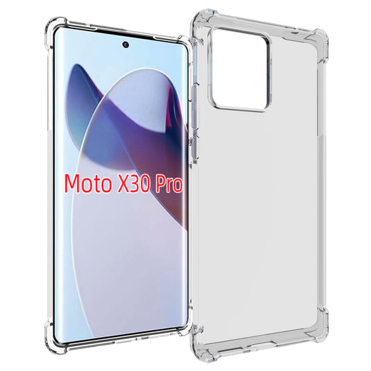 Motorola Moto X30 Pro - AirPillow Cushion Transparent Soft Clear TPU Four Corners Protective Case With 2PC 9HD Tempered Glass Screen Protector