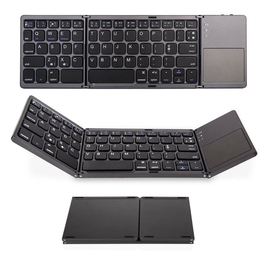 Foldable Bluetooth Keyboard with Touchpad Portable Wireless Keyboard , Rechargeable Full Size Ultra Slim Pocket Folding Keyboard for Android Windows iOS Tablet And Mobile Phone