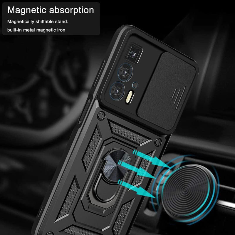 Chargez l&#39;image dans la visionneuse de la galerie, [Magnetic Ring Kickstand][Camera Cover] Motorola Moto Edge 20 Pro - Shield Shockproof Rugged Heavy Duty Case
