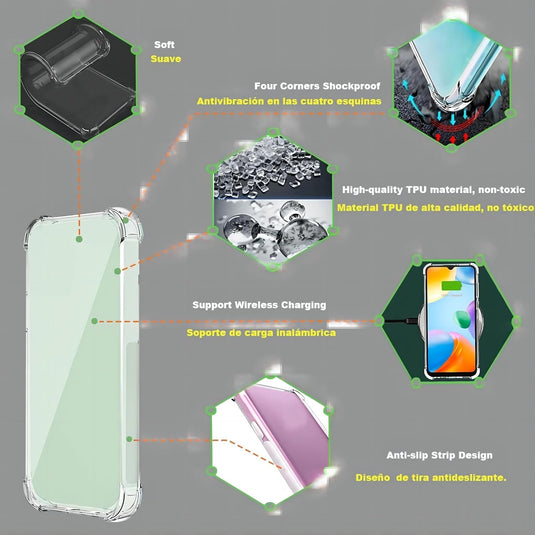 Motorola Moto E13 - AirPillow Cushion Transparent Soft Clear TPU Four Corners Protective Case