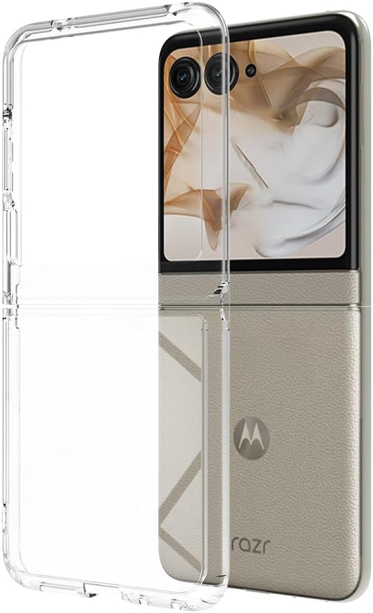 Motorola Moto Razr 2024 - AirPillow Cushion Transparent Soft Clear TPU Case With 2PC 9HD Tempered Glass Screen Protector