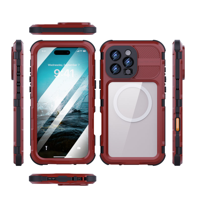 Load image into Gallery viewer, [M Series][Magsafe Compatible] Apple iPhone 16 / 16 Plus / 16 Pro / 16 Pro Max - Redpepper Metal Heavy Duty Waterproof Magnetic Silicone Phone Case With Lanyard
