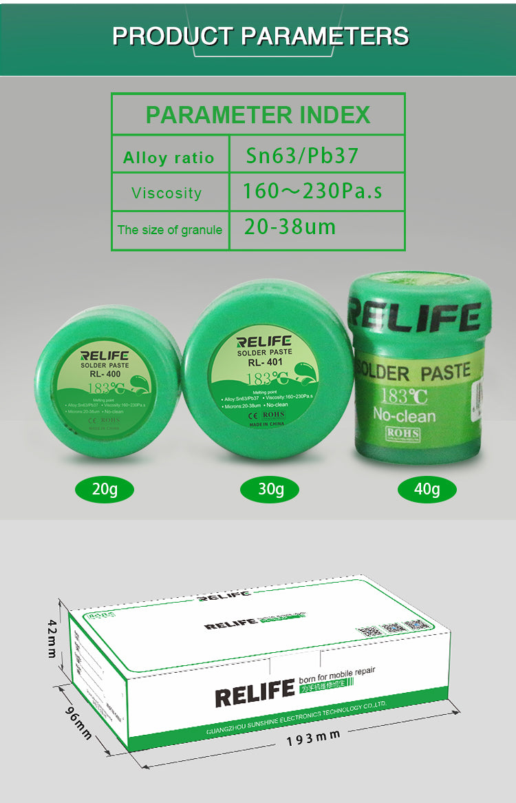 Cargue la imagen en el visor de la galería, [RL-400, 401, 402] RELIFE 183℃ Solder Paste - Polar Tech Australia
